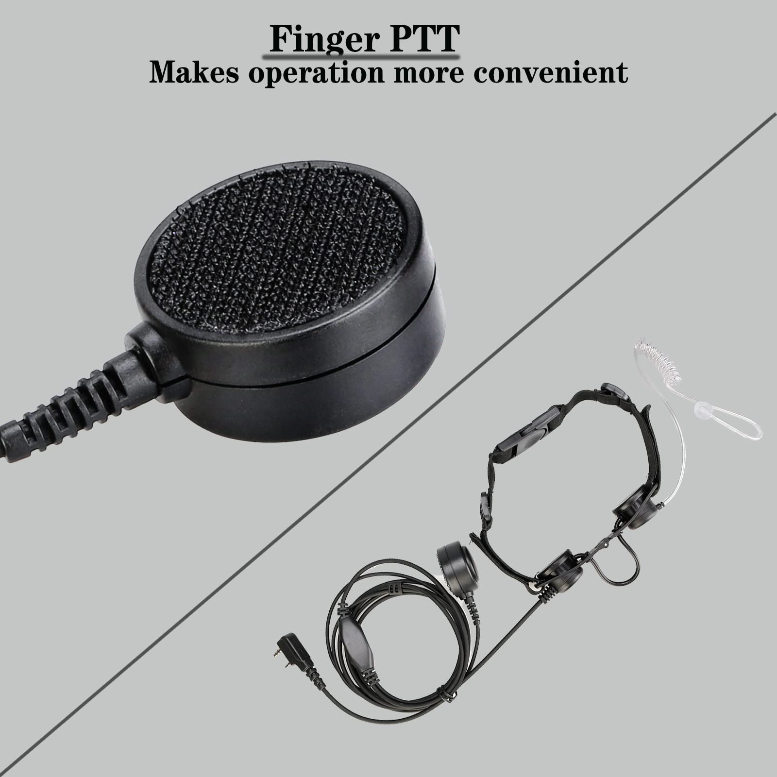 Retevis Adjustable Throat Mic Walkie Talkie Headset with Acoustic Tube - 2 Pin Connector for RT22 RT68 RT21 H-777 RT27 RT86 - Compatible with BAOFENG UV-5R PXTON 2 Way Radio - Hands-Free Communication for Outdoor Activities, Construction, Security & Emergency Response (1 Pack)