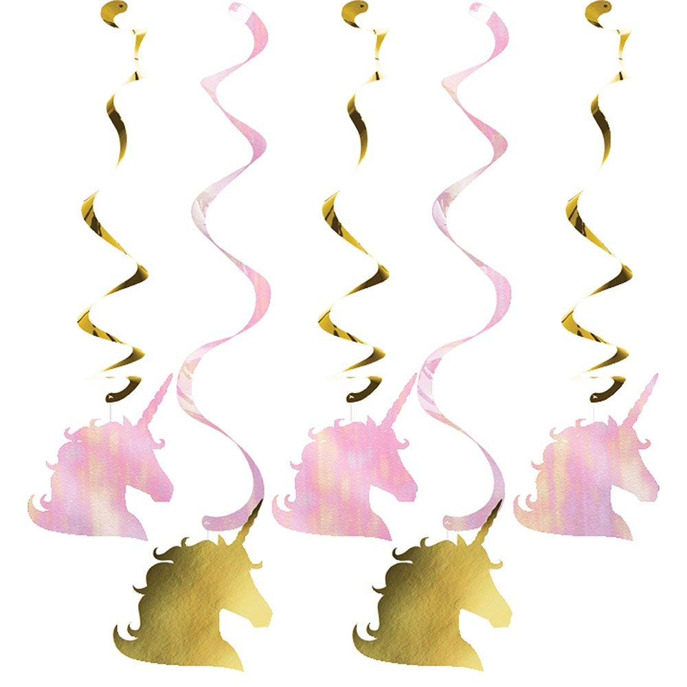 Creative Converting Unicorn Sparkle Hanging Swirls - 12 Pack Multicolor Party Decorations for Birthday, Baby Shower & Festive Celebrations | Perfect for Room Decor, Photo Backdrops & Event Styling
