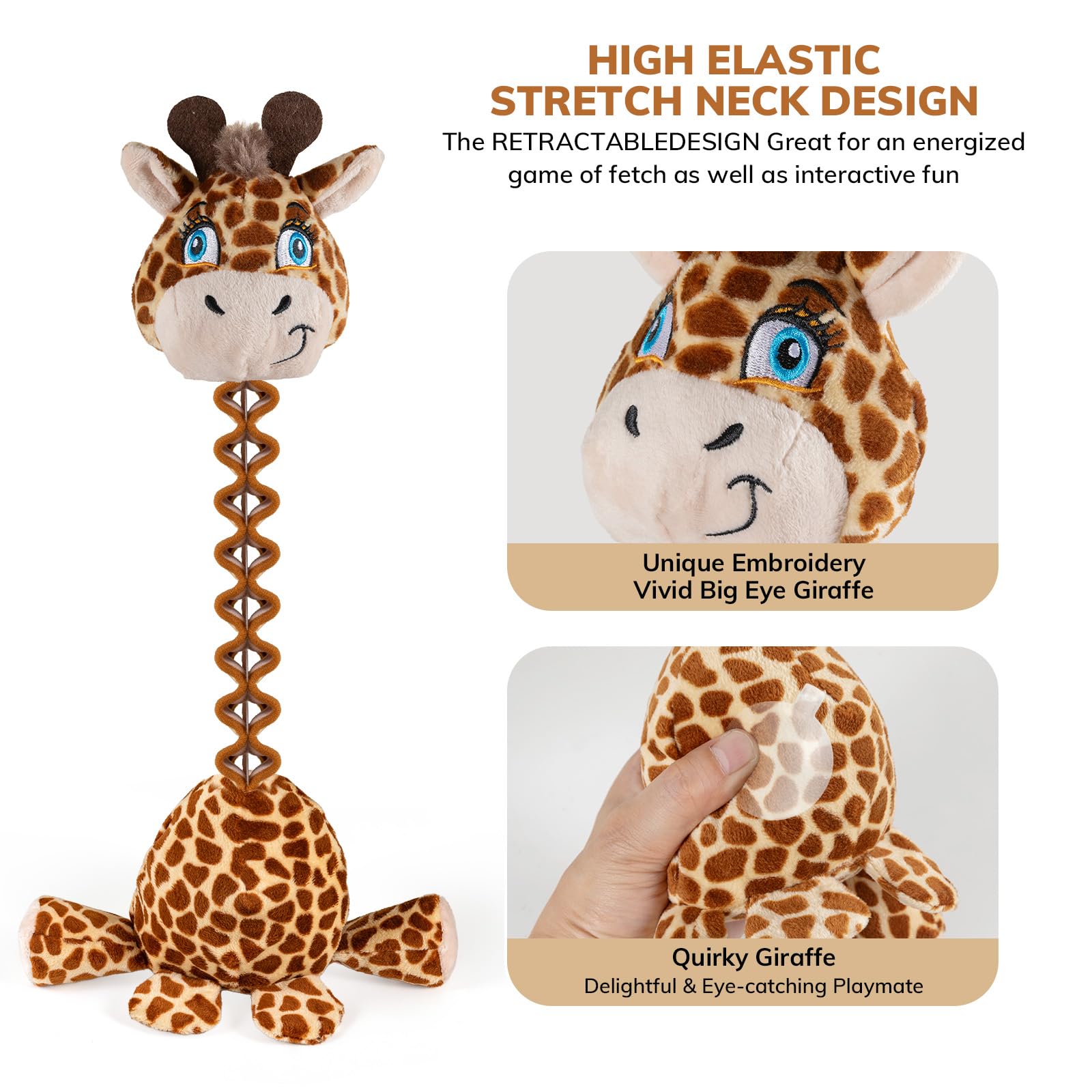 Durable Squeaky Dog Toys for Large Breeds - Interactive Plush Tug of War Toy with Crinkle Paper, Chew-Resistant Stuffed Animal for Puppies & Adult Dogs (Giraffe Design) - Perfect for Playtime, Training & Anxiety Relief