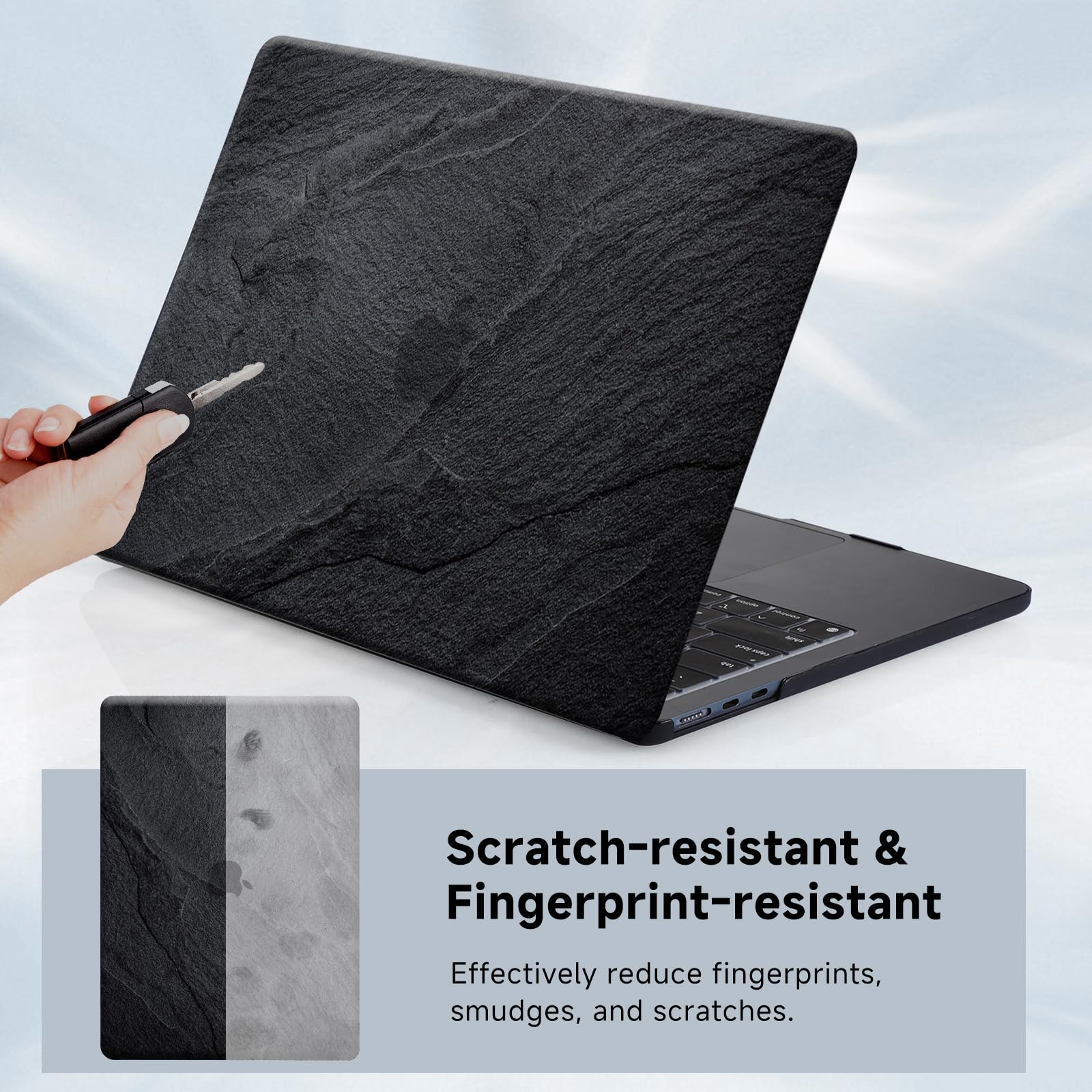 Funut Hard Plastic Protective Case for MacBook Air 13 inch (2020-2022 M1 A2337/A2179/A1932 Models) - Includes Keyboard Cover - Black Marble Design - Perfect for Work, Travel & School Use