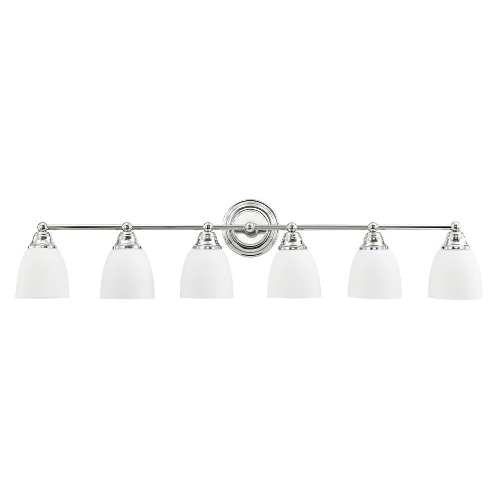 Livex Lighting 13666-05 Somerville 6-Light Chrome Bathroom Vanity Light Fixture - Perfect for Modern Bathrooms & Powder Rooms
