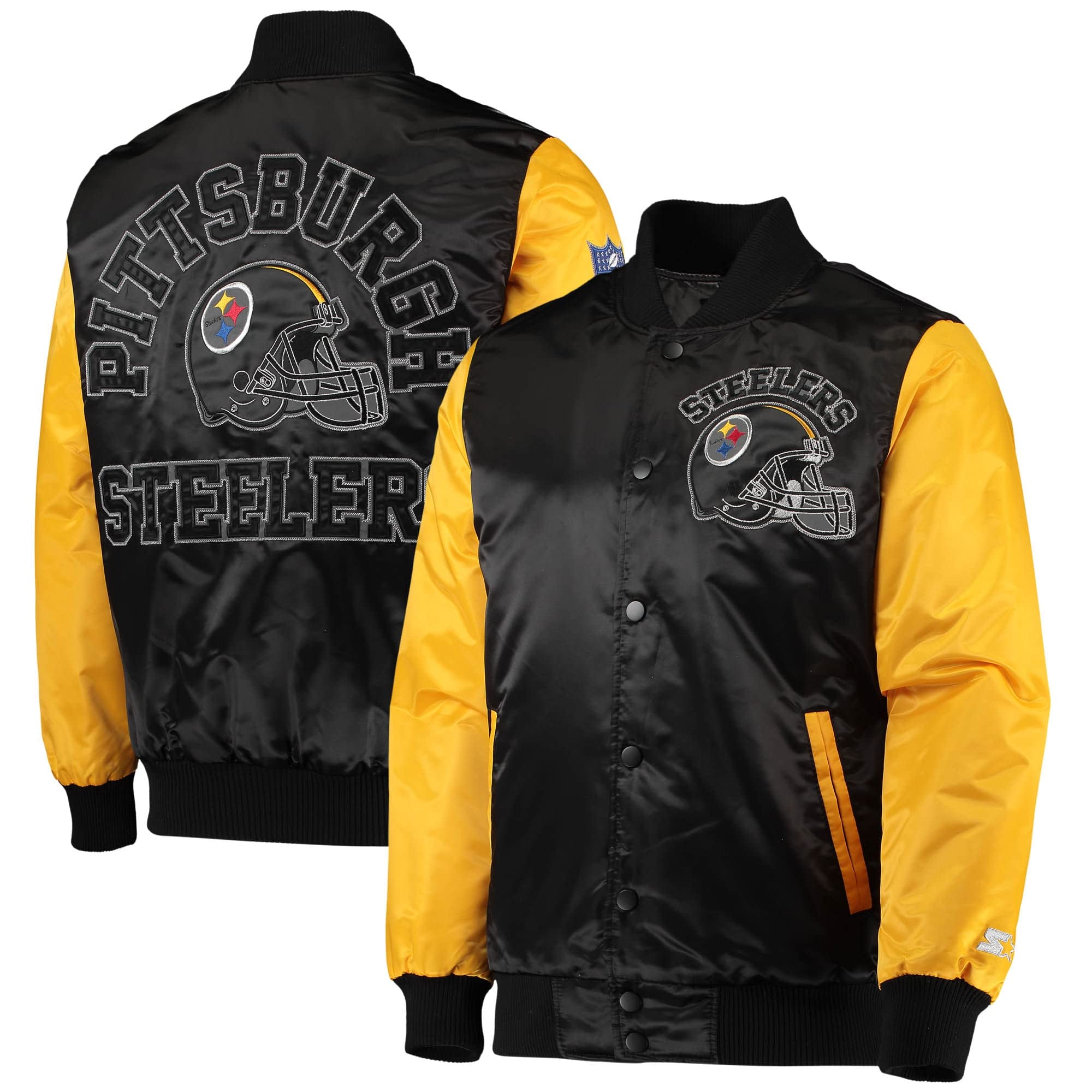 Vintage NFL & College Satin Varsity Jacket for Men - Full Snap Locker Room Style Throwback Jacket - Perfect for Game Day, Tailgating & Sports Fan Apparel