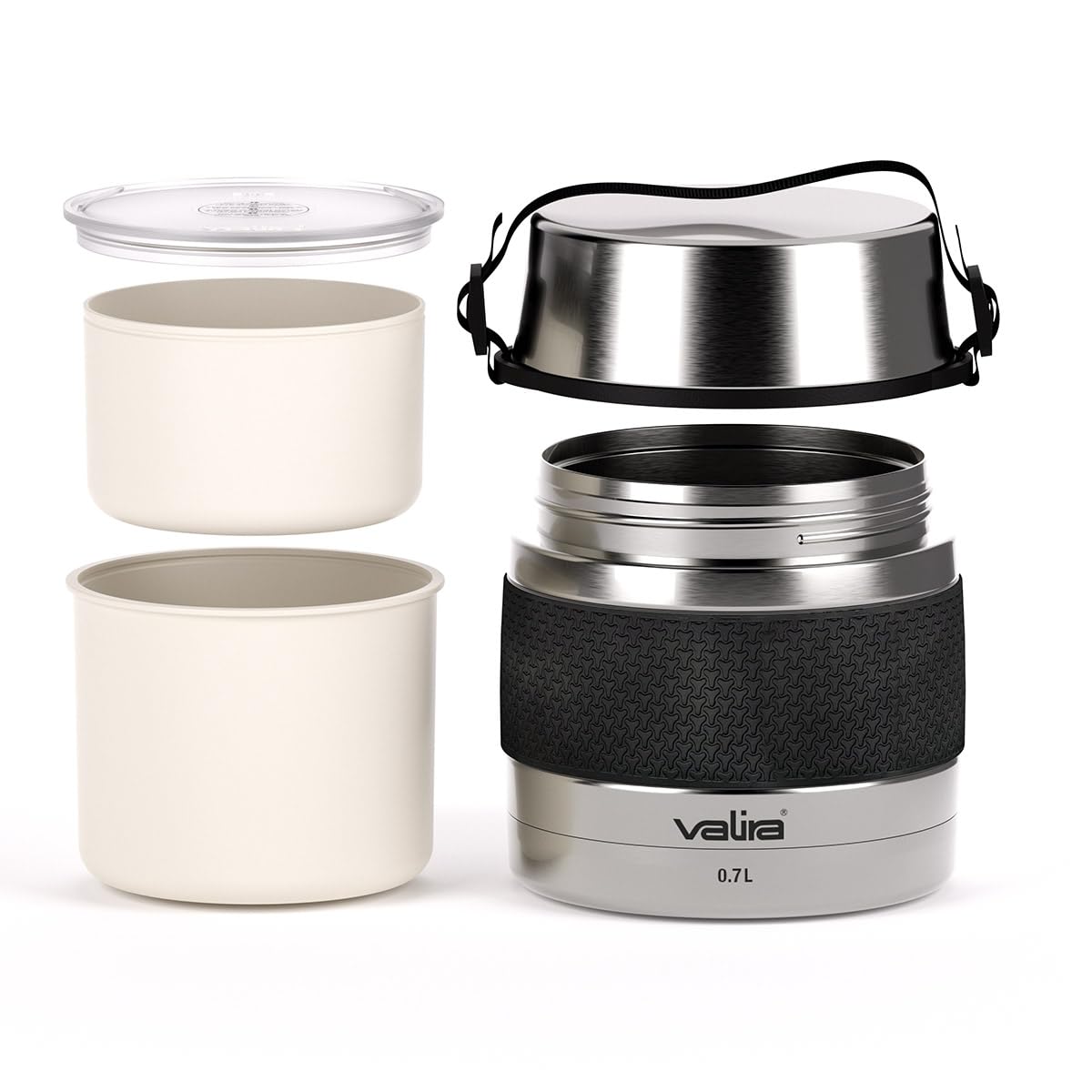 Premium Stainless Steel Thermal Food Container - 0.7L Insulated Lunch Box, Grey - Keeps Food Hot/Cold for Hours - Perfect for Office, School, Picnics & Outdoor Activities