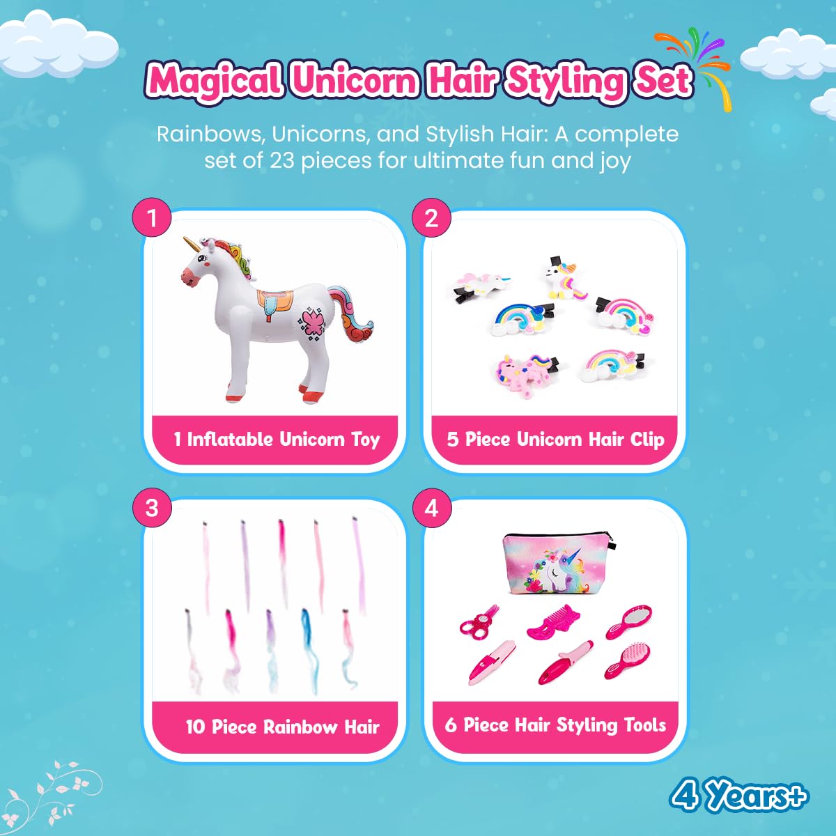 Inflatable Unicorn Hair Makeup Set - Magical Play for Kids