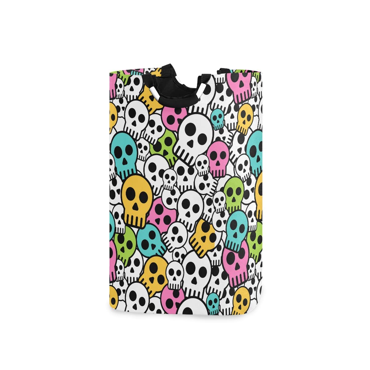 Foldable Laundry Bag with Handles - Collapsible Skull Design Laundry Basket & Hamper for Bathroom Organization, Storage & Laundry Room Decor - Perfect for Dorm, Travel & Home Use