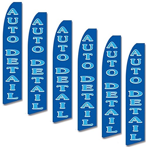 6 Pack Dark Blue with Light Blue Swooper Flags - Premium Auto Detailing Accessories for Car Wash, Car Shows & Vehicle Decoration