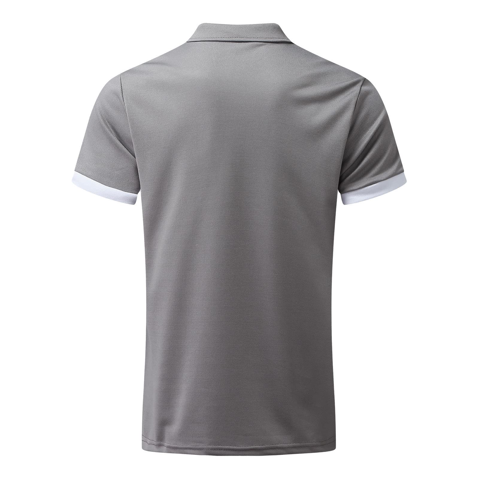 QWENTMTNTY Men's Slim Fit Short Sleeve Polo Shirts with Zipper Turn-Down Collar - Casual Striped Printed T-Shirts for Work, Golf & Summer Outings
