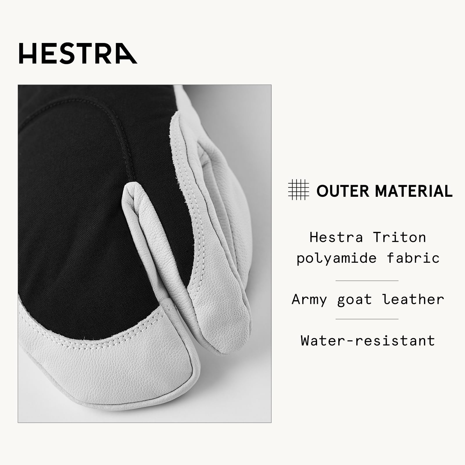 Hestra Women's Heli Ski 3-Finger Leather Gloves - Waterproof Winter Gloves for Skiing, Snowboarding & Mountaineering - Warm Cold Weather Gloves for Women's Outdoor Adventures