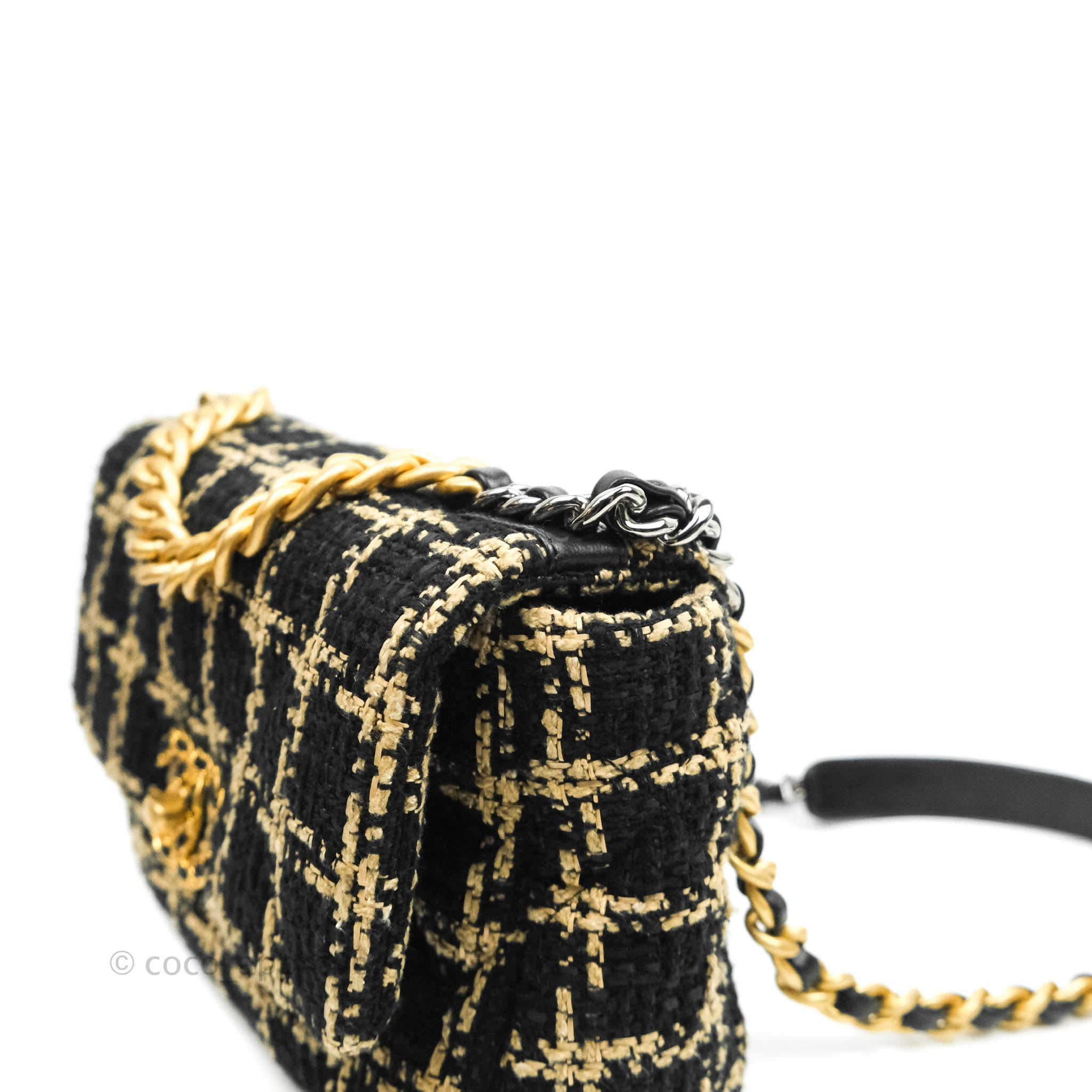 Chanel 19 Small Flap Bag - Black & Beige Tweed with Mixed Hardware | Luxury Designer Handbag for Women | Perfect for Work, Evening Events & Special Occasions