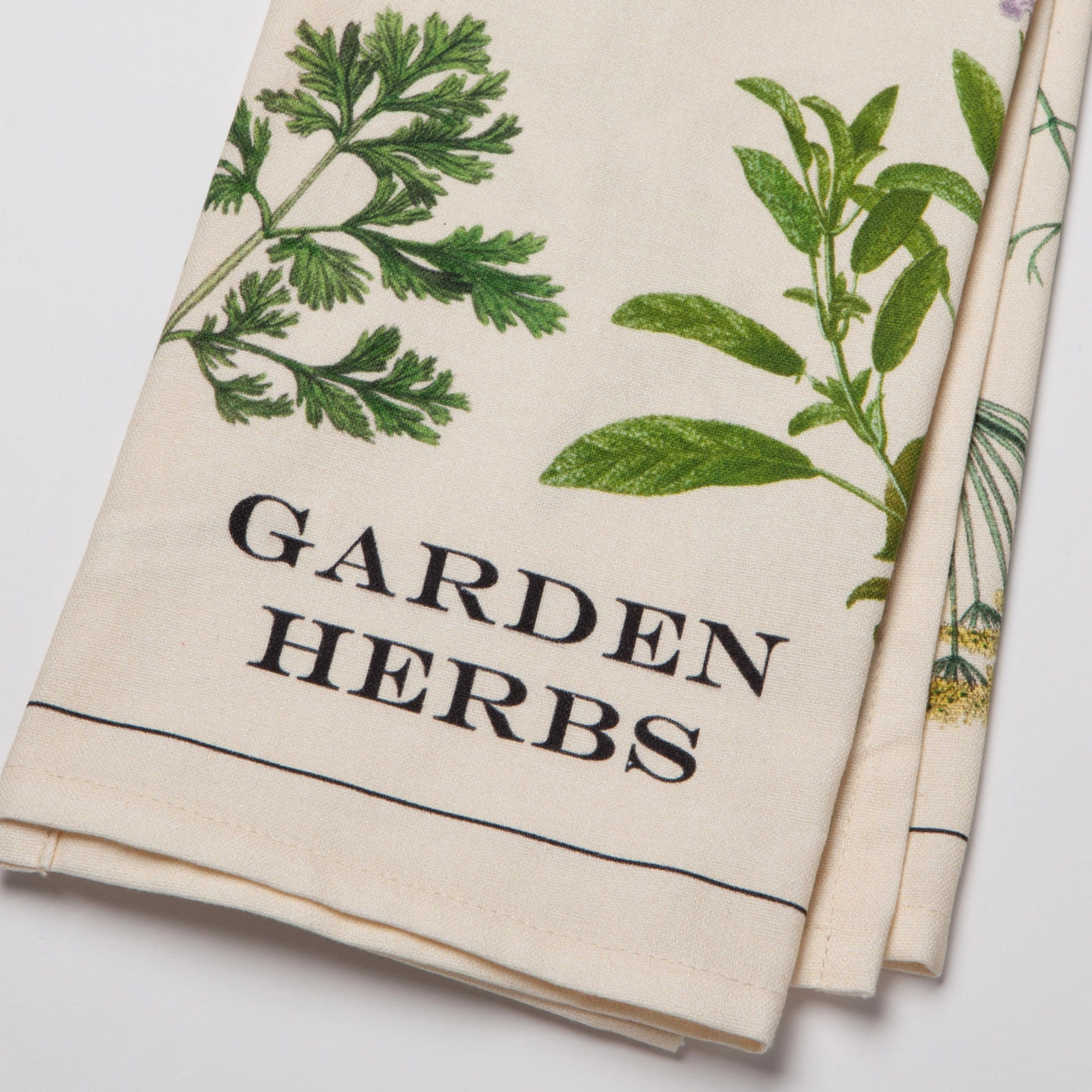 Organic Cotton Garden Herbs Tea Towel - Eco-Friendly Kitchen Towel for Drying Dishes, Decor & Gifts - Perfect for Farmhouse, Cottage & Rustic Kitchens