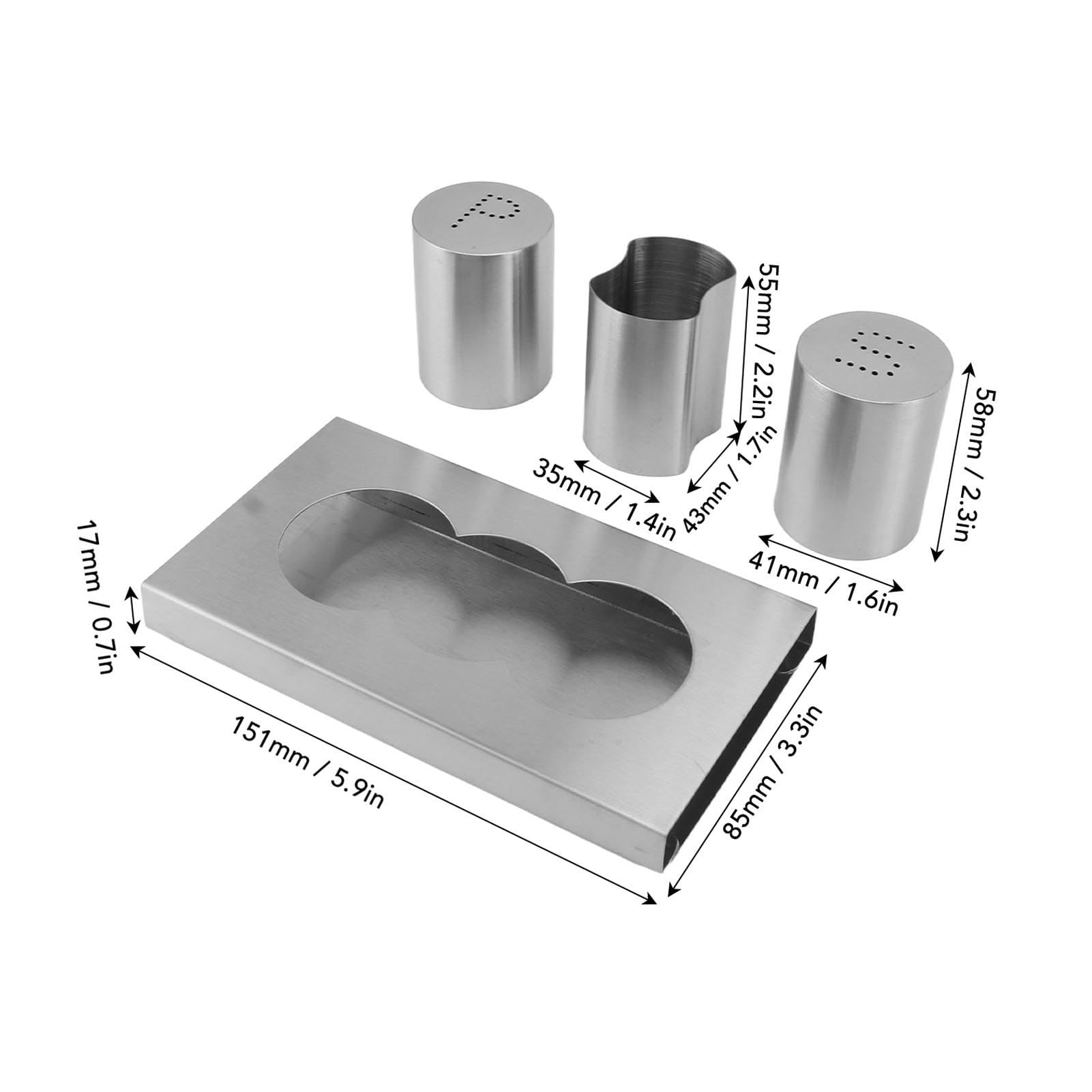 Premium Stainless Steel Salt and Pepper Shakers Set with Toothpick Holder - Kitchen Spice Dispenser & Condiment Shaker for Dining Table, Restaurant, and Home Cooking Use