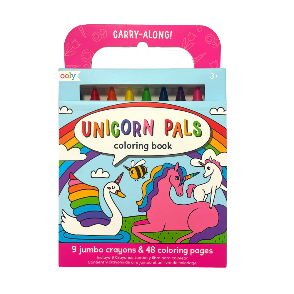 Unicorn Pals Coloring Book and Crayon Set - Portable Travel Activity for Kids | Perfect for Road Trips, Airplane Rides & Birthday Gifts