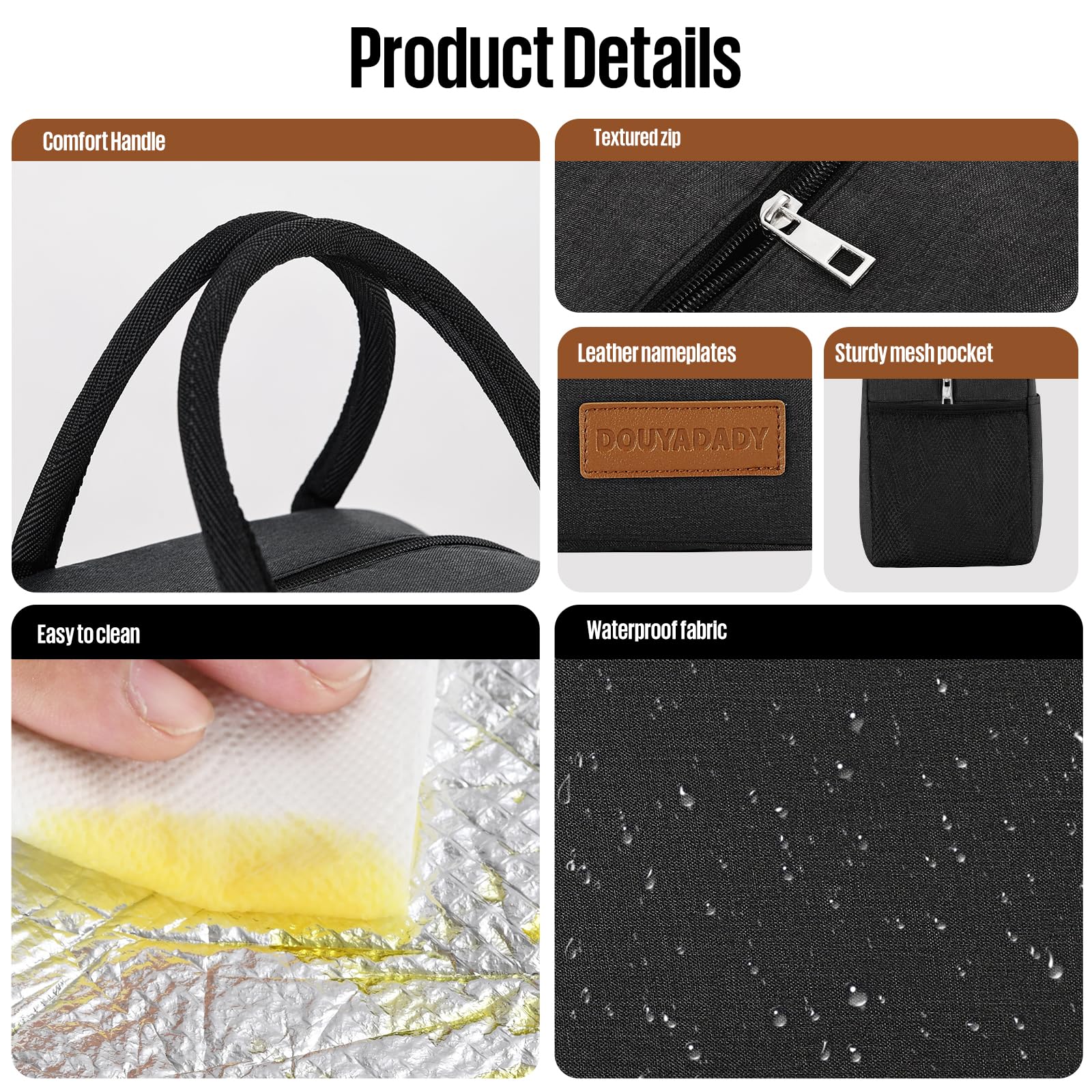 Insulated Lunch Bag for Women & Men - Leak Proof & Reusable Lunch Box for Work, School & Travel - Black (Perfect for Office, Picnics & Outdoor Activities)