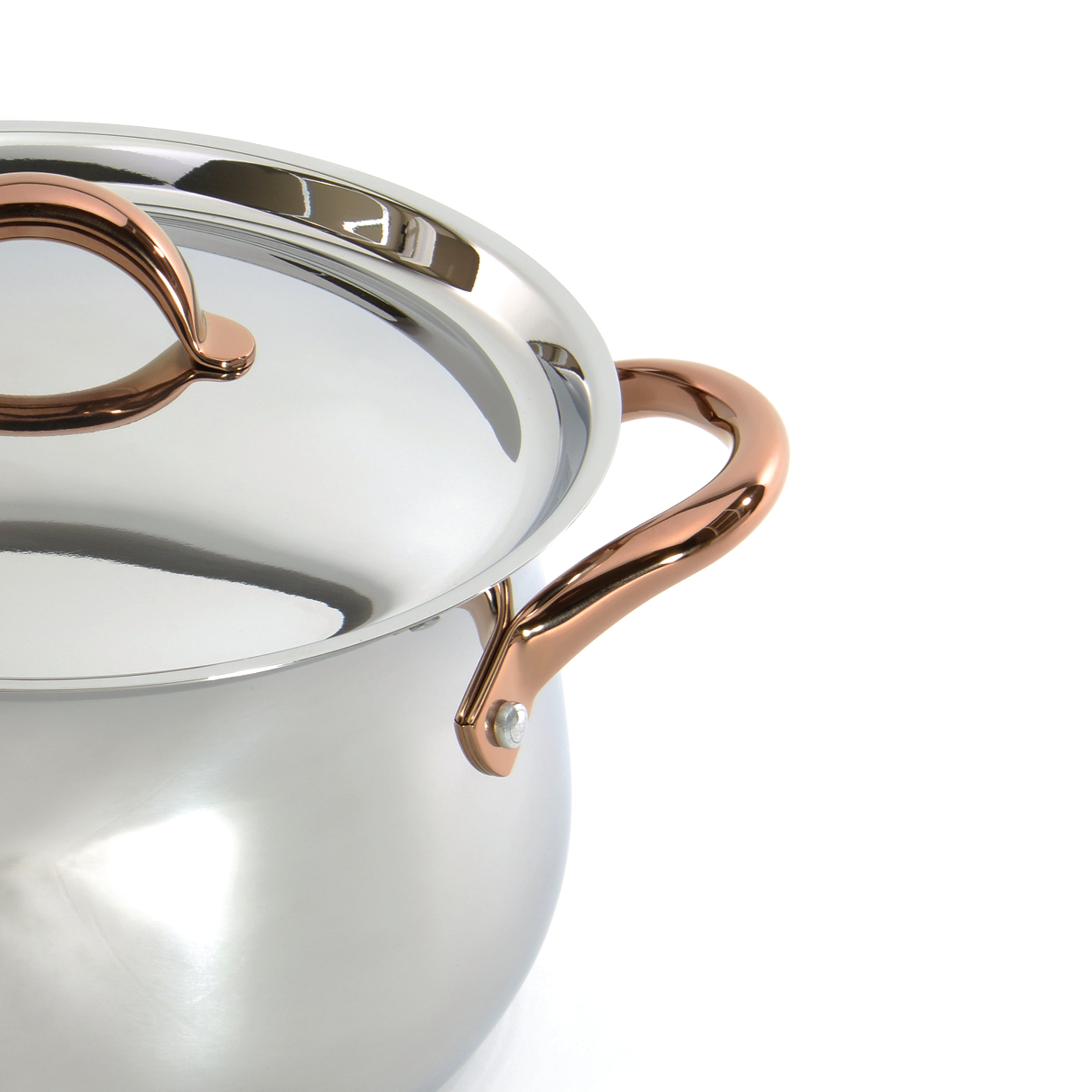 BergHOFF Ouro Gold 11-Piece 18/10 Stainless Steel Cookware Set with Stainless Steel Lids & Rose Gold Handles - Premium Kitchen Cookware for Home Chefs & Cooking Enthusiasts