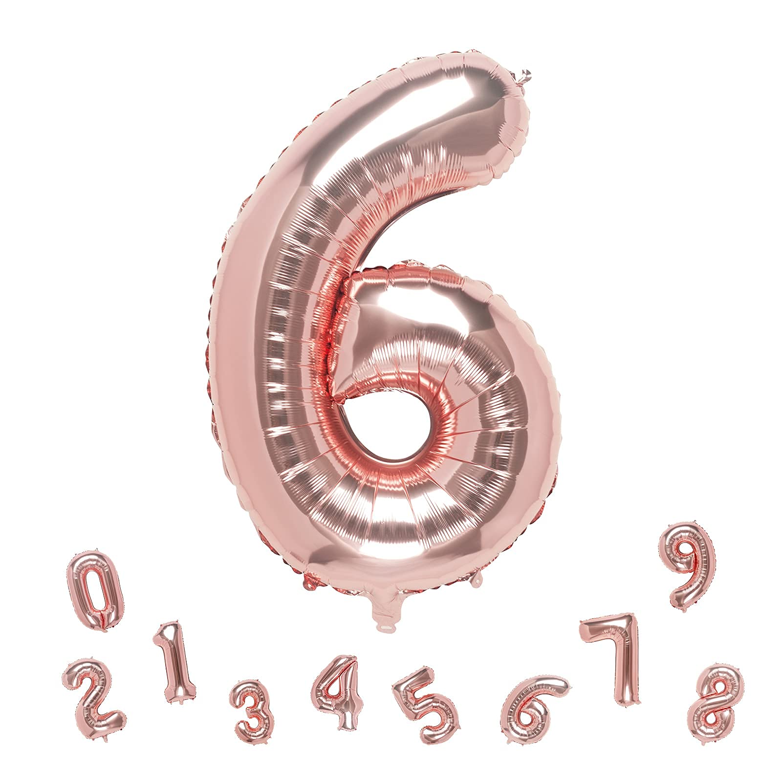 32 Inch Rose Gold Number 6 Foil Balloon - Large Metallic Birthday Party Decorations for Anniversary, Graduation, Baby Shower & Wedding Celebrations - Perfect for Photo Backdrops & Event Styling