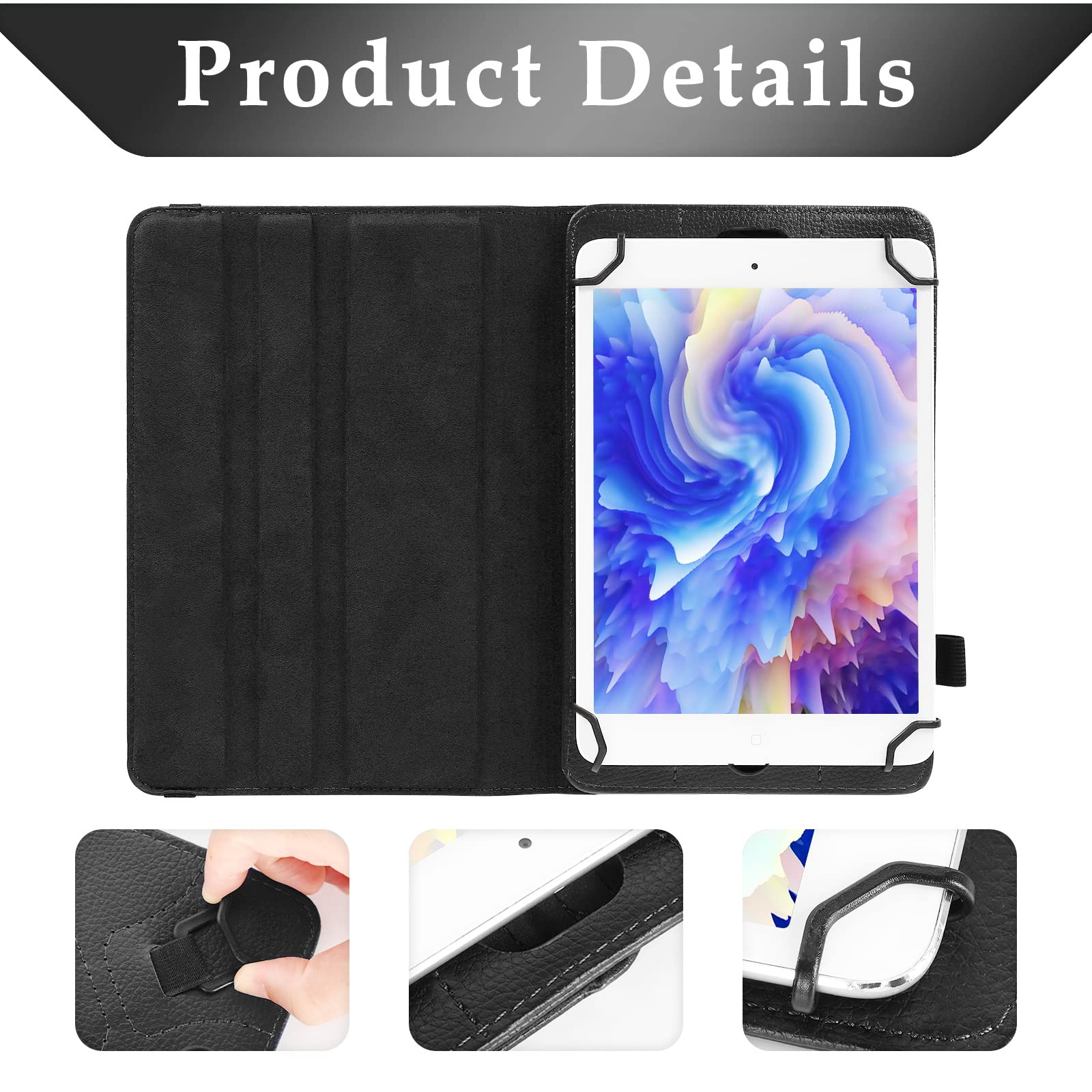 Premium PU Leather Universal Tablet Case 9.6-10.1 Inch - Protective Stand Cover with Elastic Band & Pencil Holder for Samsung Galaxy Note 10.1 LTE N8020 | Perfect for Work, School & Travel