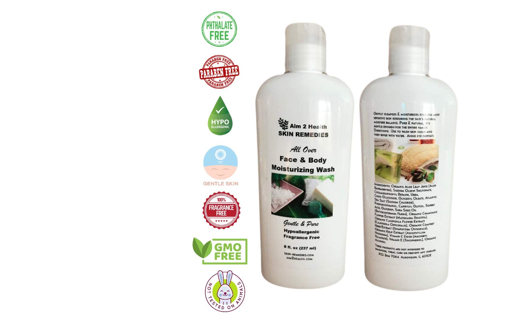 5% Urea All Over Face & Body Wash - 8 oz Moisturizing Cleanser for Dry Skin - Natural Soothing Relief for Eczema & Psoriasis - Gentle Daily Shower & Bath Use