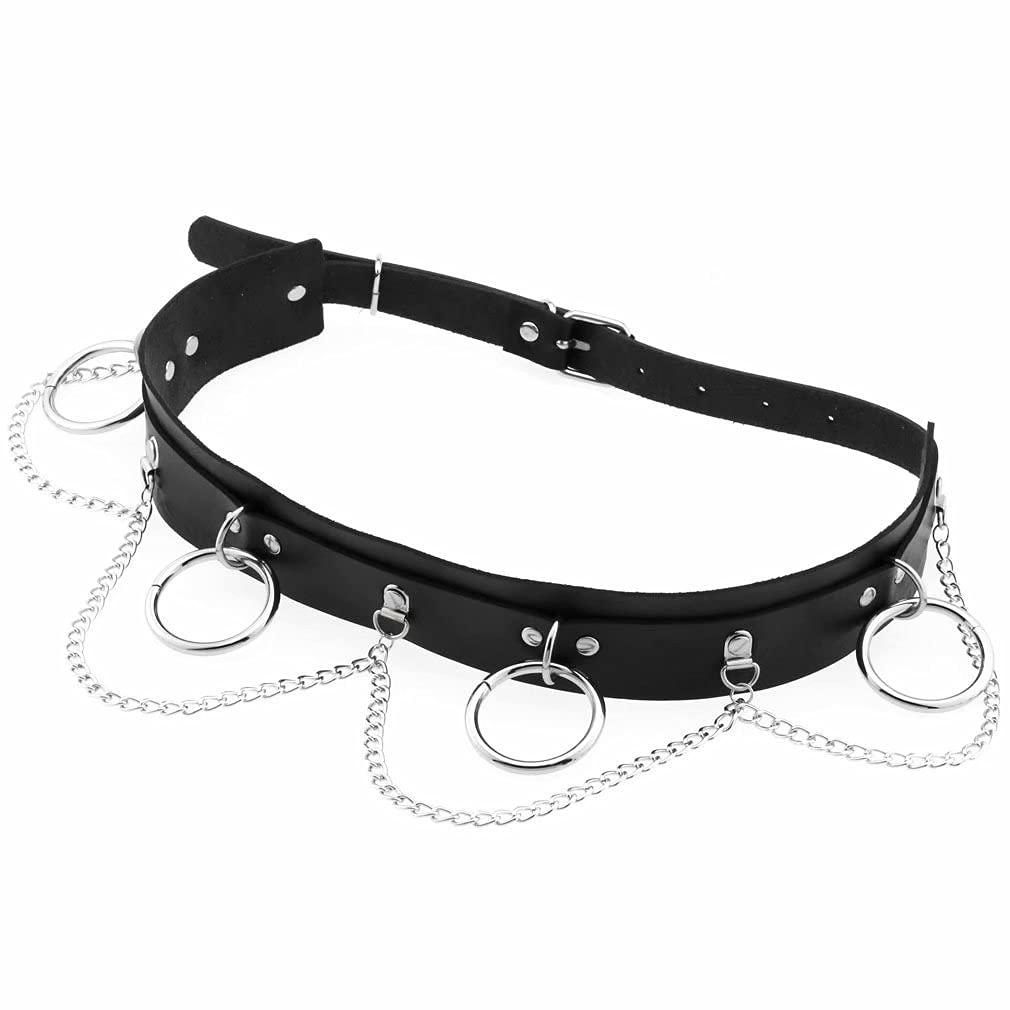 Punk Waist Chain Leather Waist Belt - Gothic Body Jewelry Accessories for Women & Girls | Purple Hip Chain for Rave, Festival, Cosplay & Night Out