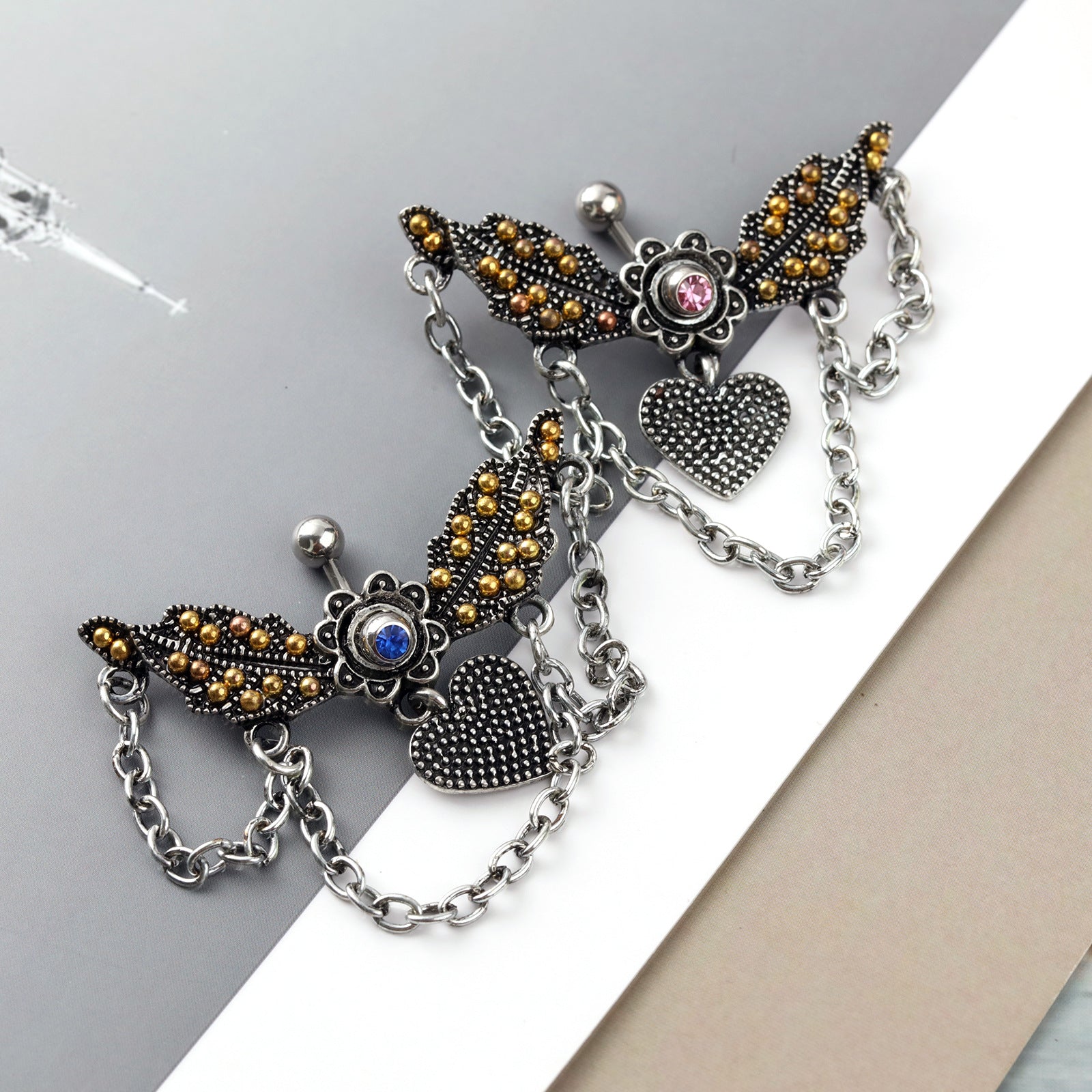 Angel Wings with Chain Dangle Navel Piercing Jewelry | SX0802 | Perfect for Belly Button Rings, Body Jewelry & Piercing Accessories