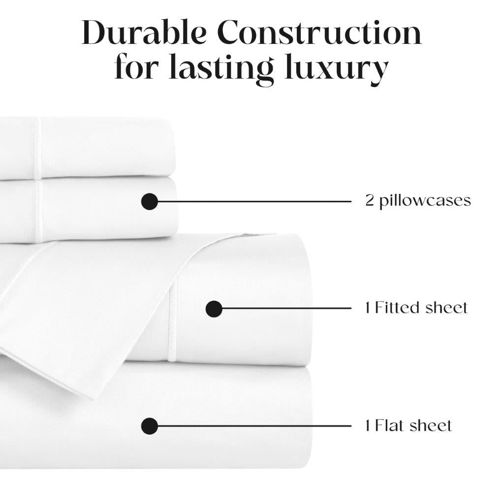 Luxury Egyptian Cotton 1500 Thread Count Embroidered Sheet Set - Queen Size Bedding for Ultimate Comfort & Breathability - Perfect for Master Bedrooms, Guest Rooms & Hotels