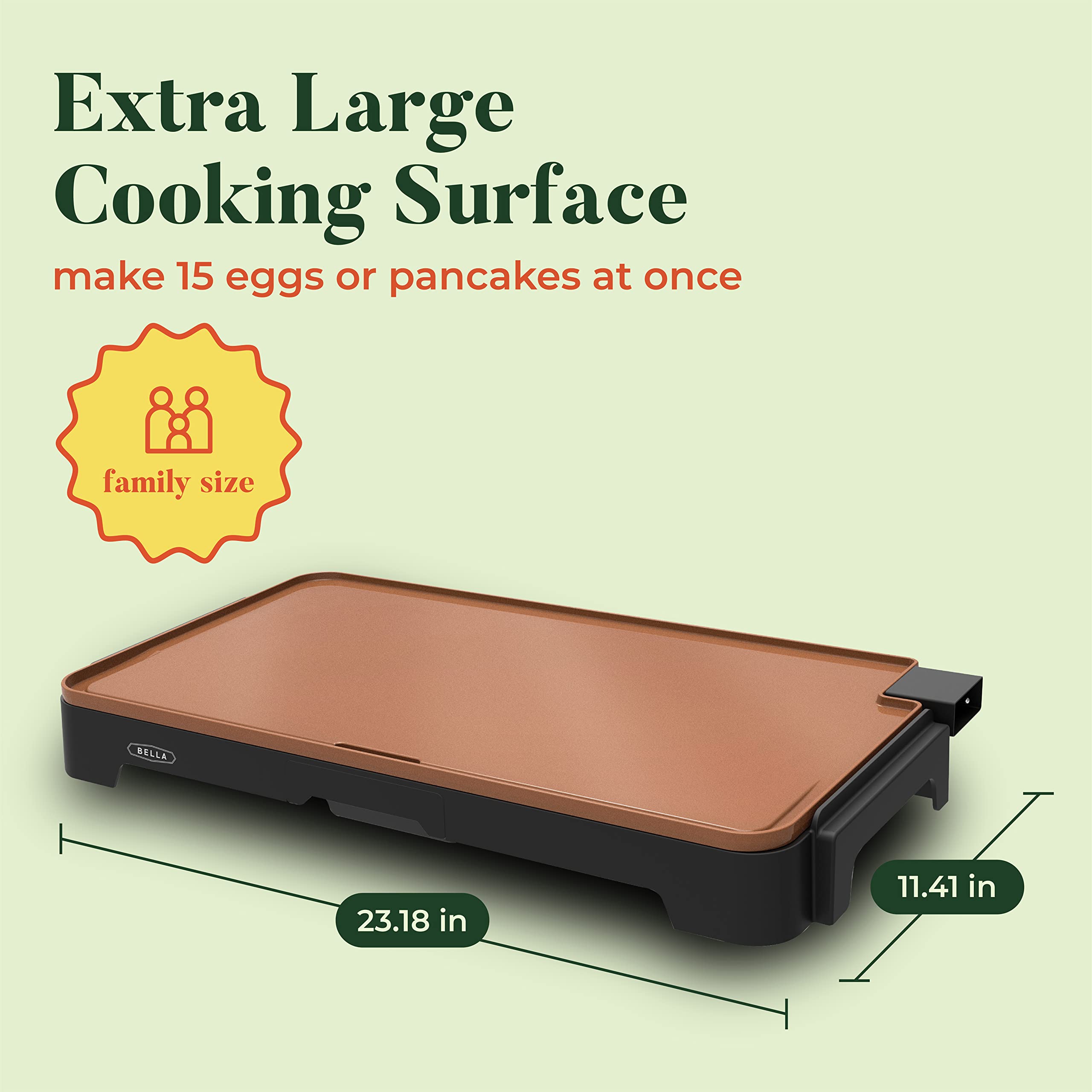 BELLA XL Electric Ceramic Titanium Griddle and Belgian Waffle Maker Bundle - Large 15-Egg Capacity Non-Stick Cooktop with Rotating Function | Perfect for Family Breakfast, Brunch Parties & Holiday Cooking