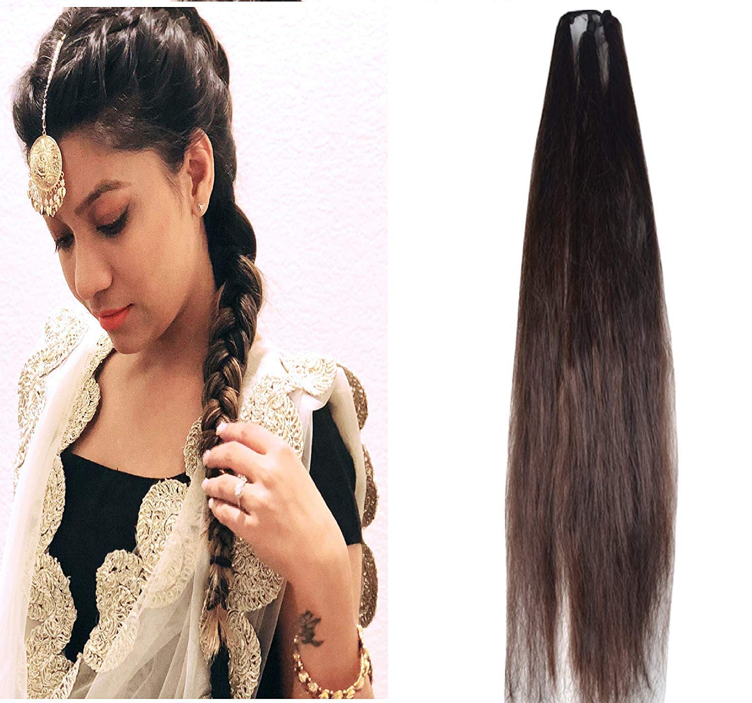 Premium Synthetic Hair Extensions & Wigs - Pema Braided Parandi Choti for Women & Girls | Punjabi Style Hair Accessories (Pack of 1) | Perfect for Weddings, Parties & Cultural Events