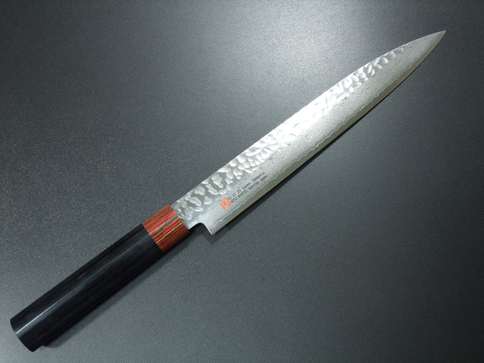 Premium SETO 33-Layer Hammered Nickel Damascus VG10 Sashimi Knife - 210mm (7