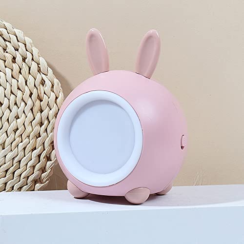 Praee Night Light Desk Lamp - Touch Control 3-Color Changing LED Bedside Lamp with Cute Animal Ears, Round Night Light for Kids Room, Bedroom, Dorm (Pink Rabbit) | Perfect for Reading, Nursery Decor & Soothing Nighttime Ambience