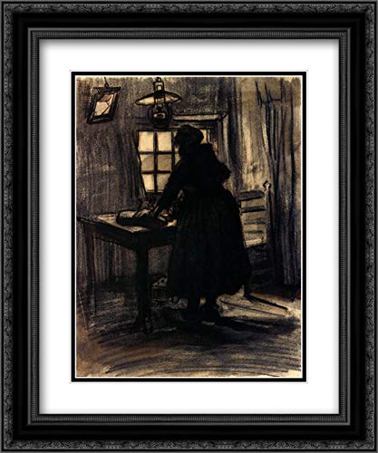 Vincent van Gogh Museum Art Print - 20x24 Black Ornate Framed Woman Cutting Bread Painting with Double Matting | Perfect for Dining Room Wall Decor & Art Lovers Gift