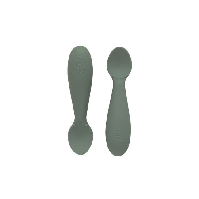 Ezpz Tiny Spoon 2-Pack - Olive Green - Perfect for Baby-Led Weaning & Toddler Self-Feeding - BPA-Free & Soft-Tip for Safe Mealtime
