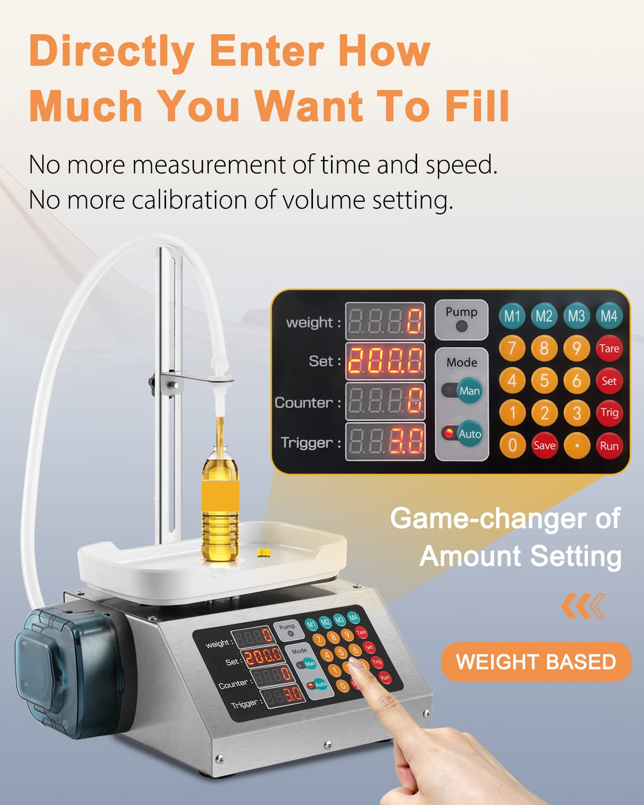 Hanchen 3-100g Liquid Filling Machine with Peristaltic Pump - Essential Oil, Oral Liquid, Perfume, Nail Polish & Ink Bottle Filler - Perfect for Small Business, DIY Cosmetics & Craft Projects