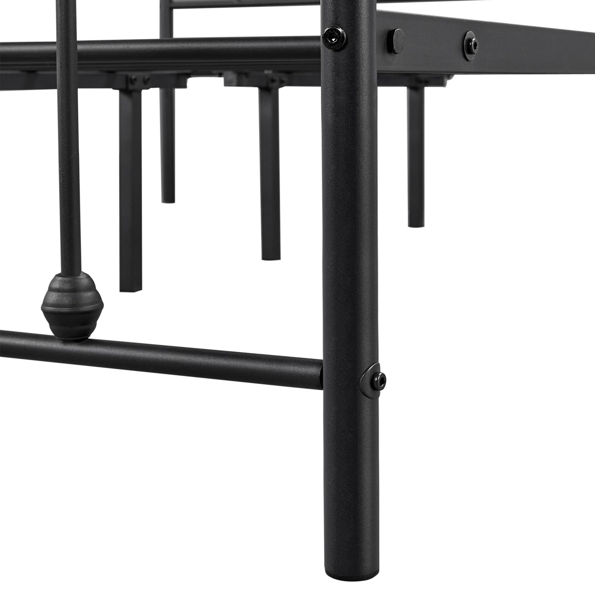 Topeakmart Twin Size Victorian Style Metal Bed Frame with Headboard - No Box Spring Needed, Sturdy Slat Support & Under Bed Storage - Perfect for Small Bedrooms, Guest Rooms & Dormitories (Black)