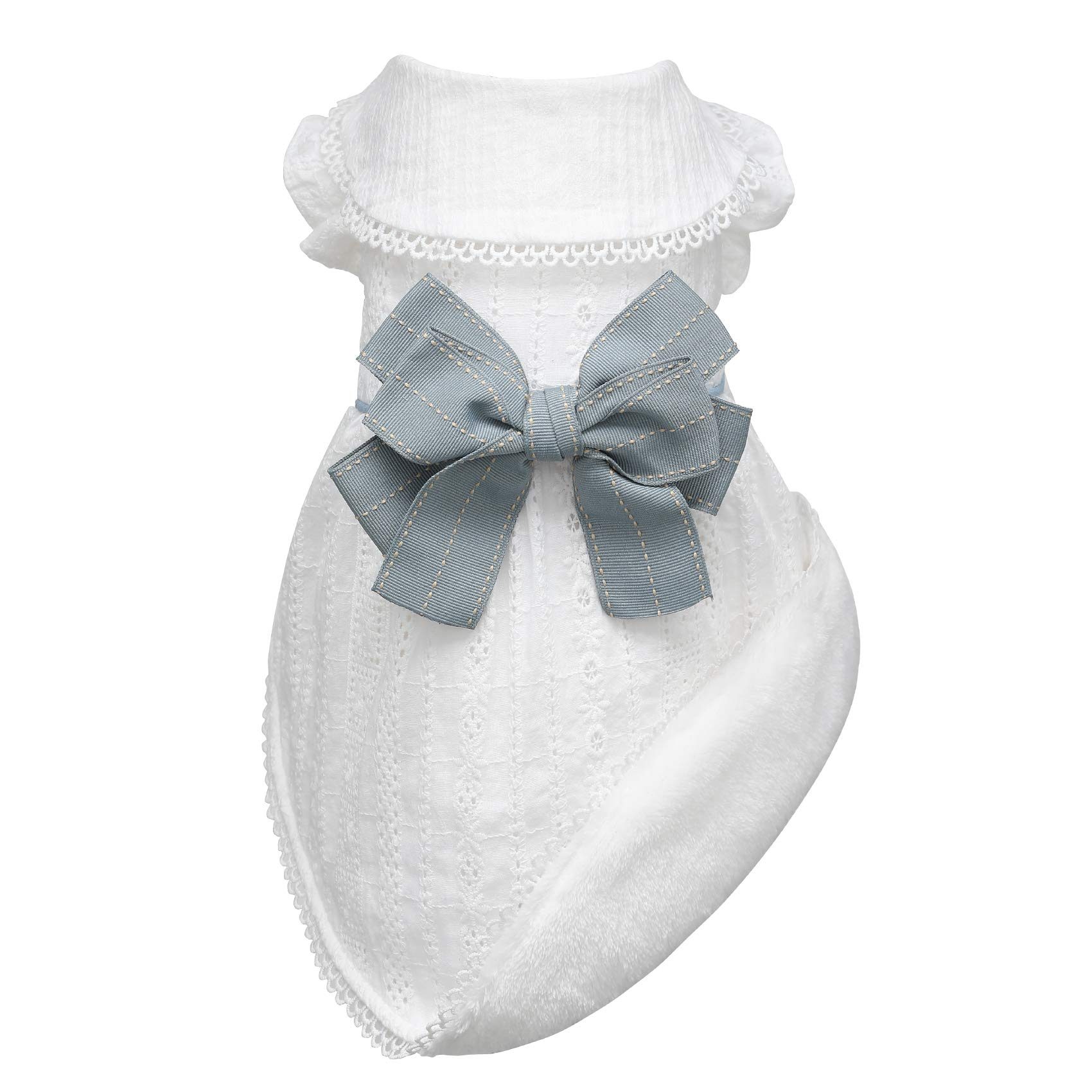 Premium Pet Fleece Coat for Dogs & Cats - Winter & Fall Cold Weather Apparel with Embroidered Cotton Bow | Cozy & Stylish for Outdoor Walks, Park Visits & Indoor Lounging