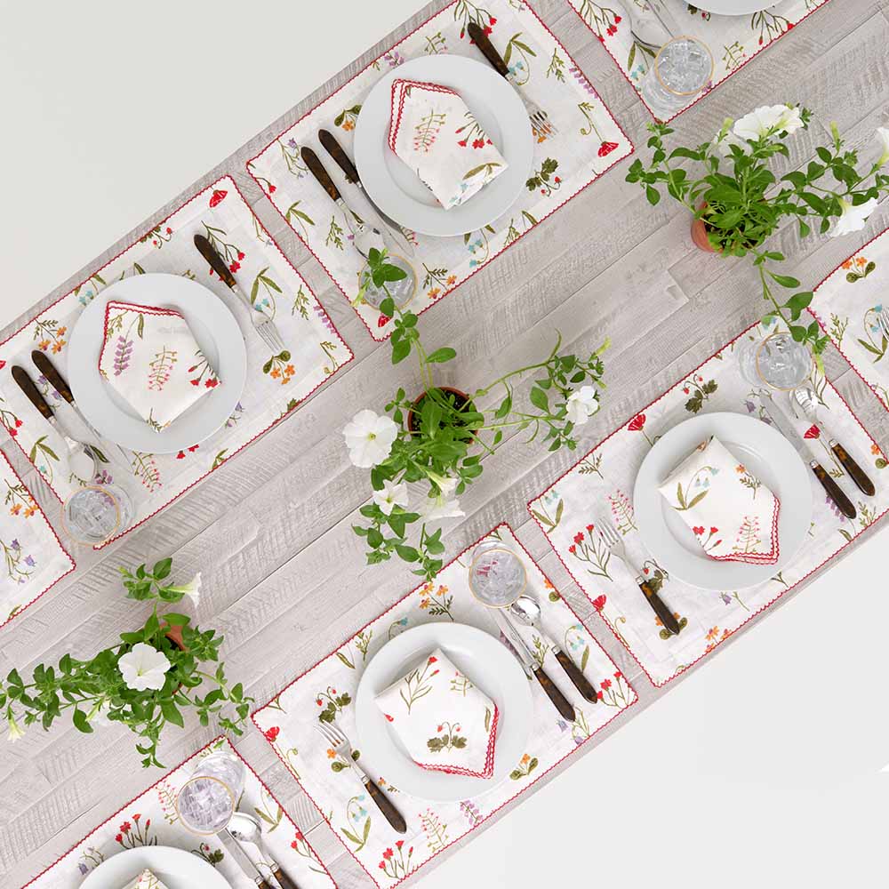 Botanical Garden Linen Placemats Set of 4 - Eco-Friendly Table Mats for Dining Room, Kitchen, or Outdoor Picnic Decor