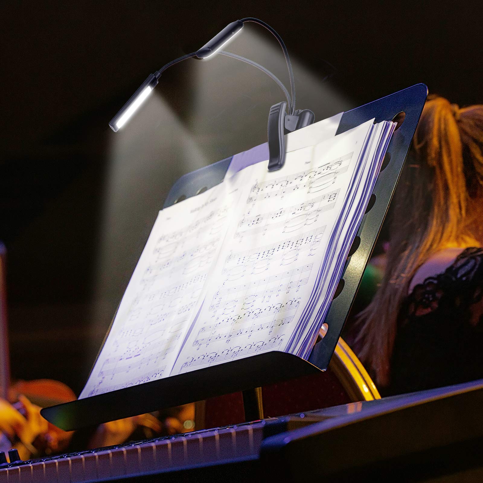 CAHAYA LED Music Stand Light - 3 Brightness Modes, Portable & Adjustable Rechargeable Book Lamp with USB Cable - Perfect for Reading, Sheet Music, and Nighttime Studying