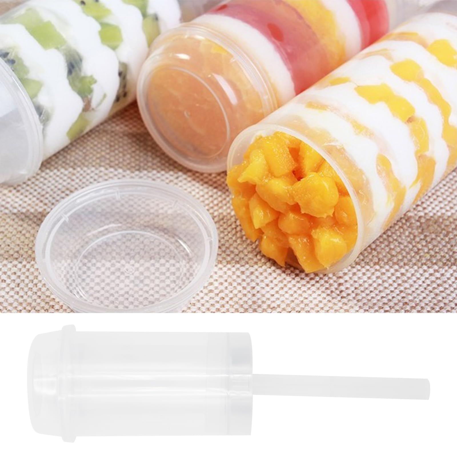 Push Up Cake Pop Shooter - 30 Pack Round Plastic Jelly Ice Cream Containers with Lids & Sticks for Baking, Desserts, Party Treats | Perfect for Birthday Parties, Baby Showers & Summer Snacks