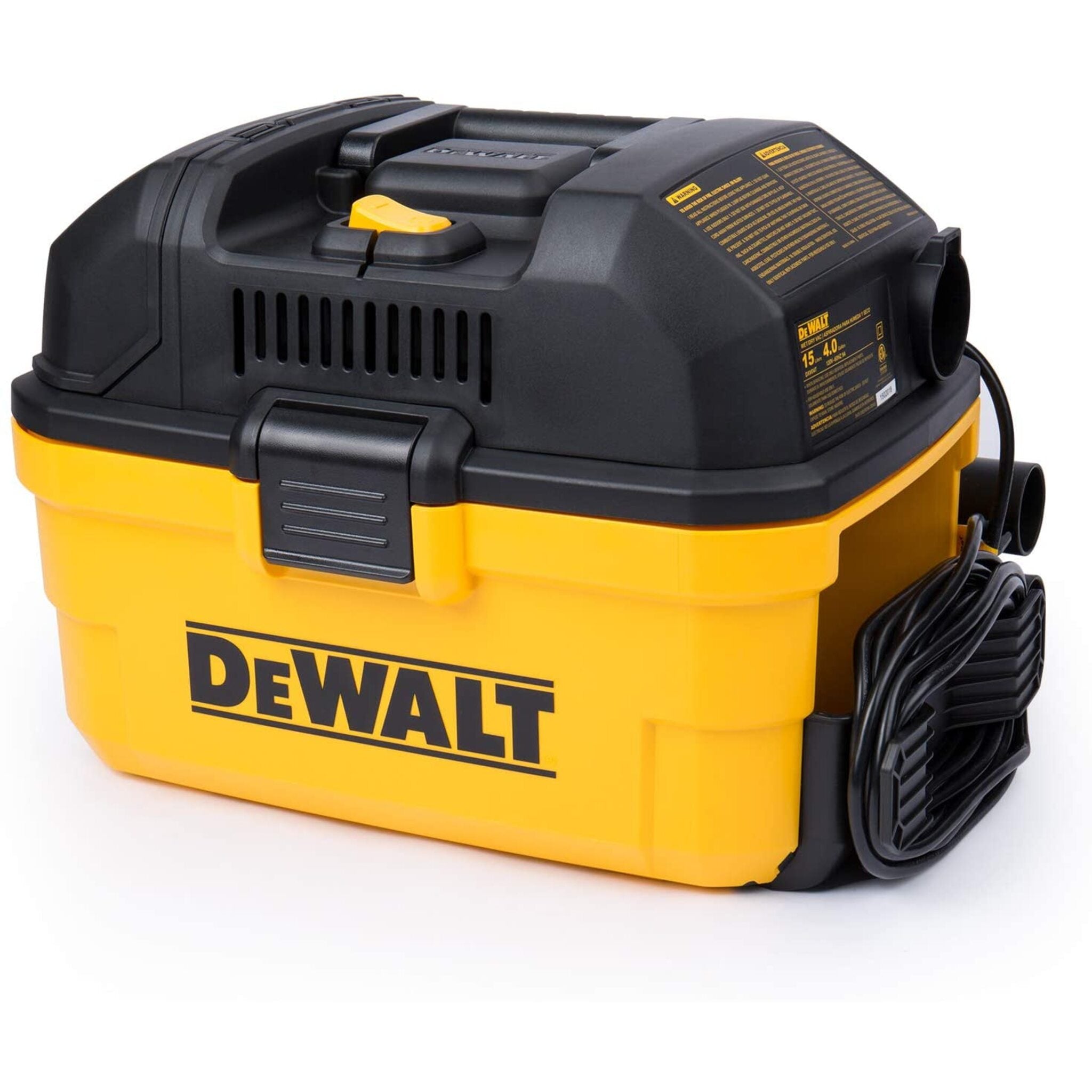 **DeWalt 5 HP Wet/Dry Vacuum Cleaner – 4 Gallon Portable Shop Vac with Toolbox Design, 20 Ft Power Cord & 7 Ft Hose, Onboard Storage, Washable Filter, Strong Suction – Ideal for Garage, Workshop, and Home Cleaning**