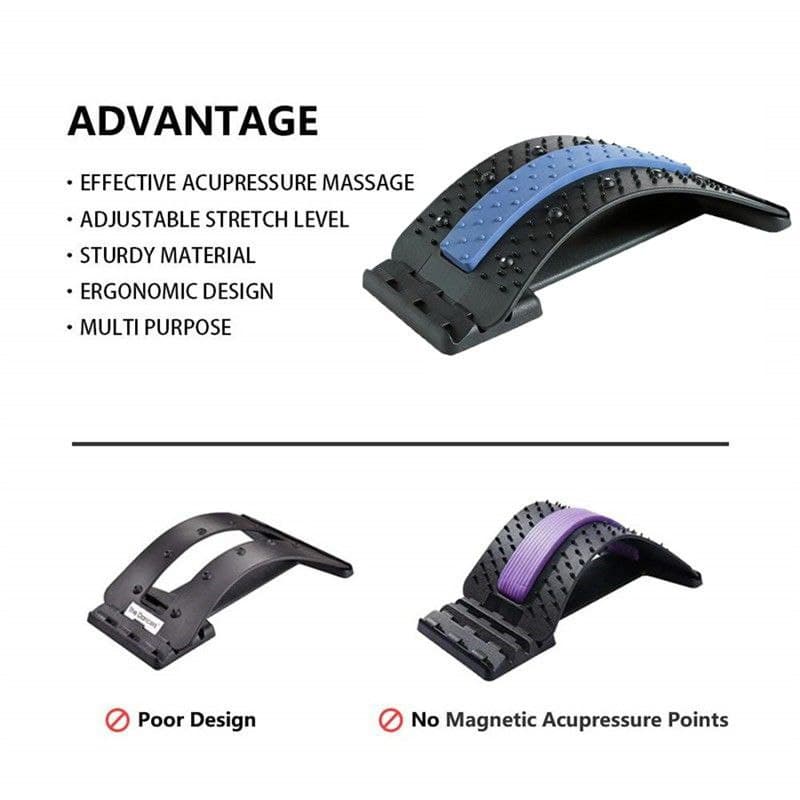 Magnetic Back Stretcher for Pain Relief - Yoga Posture Corrector with Acupressure Points | Improve Flexibility & Relieve Muscle Tension for Home, Office & Gym Use