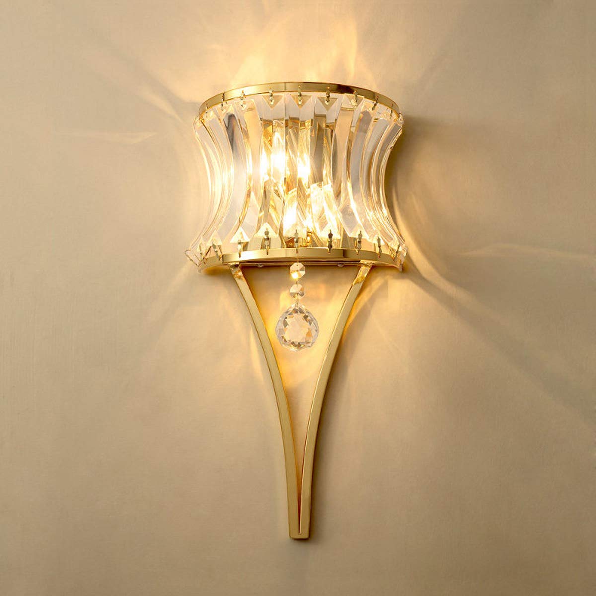 Modern Crystal Wall Sconce with Luxurious Drops - Gold E14 Wall Light for Bathroom, Bedroom & Hallway - Perfect for Mirror Lighting, Corridor Decor & Elegant Home Ambiance