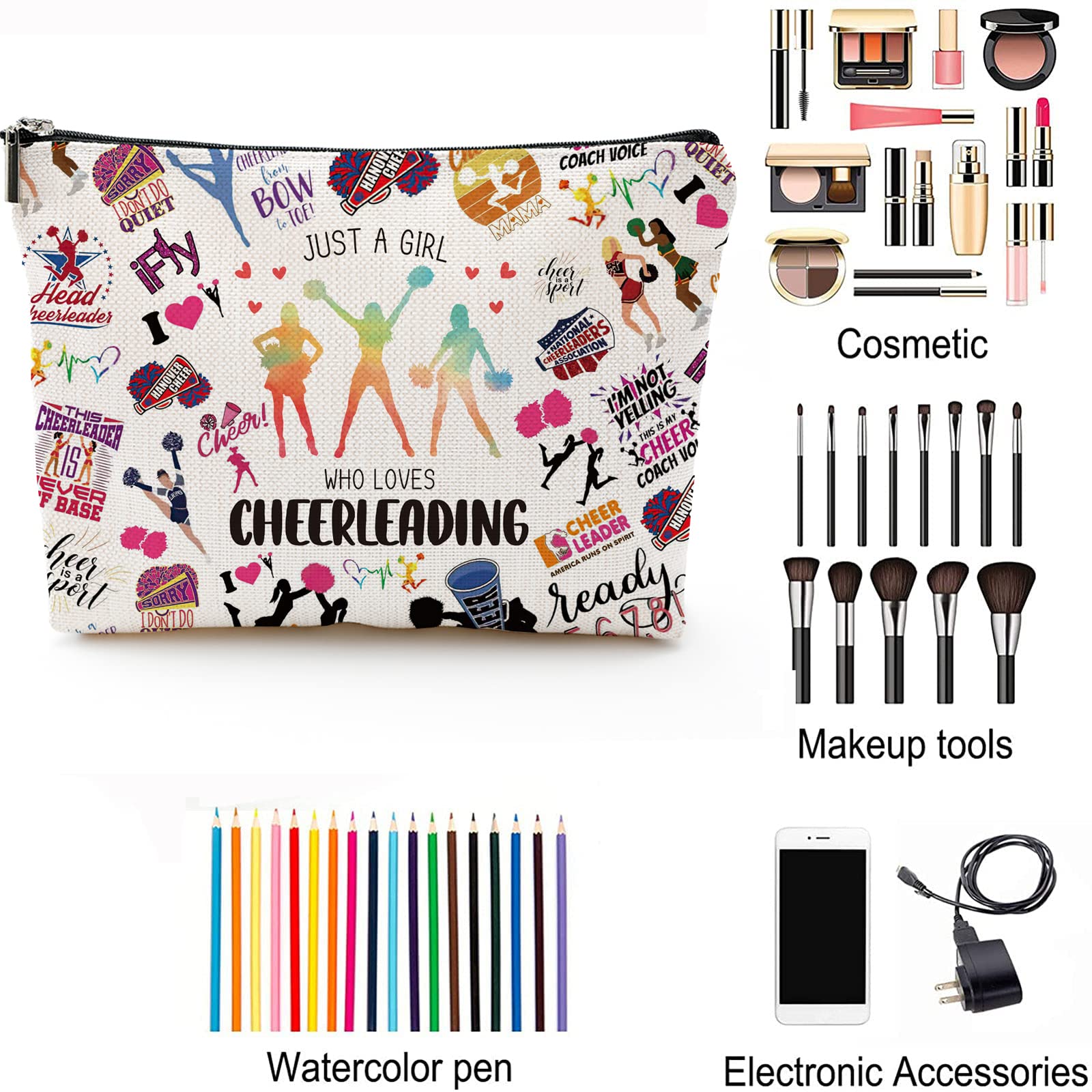 Cheerleader Bag - Funny Cheerleading Gifts for Women & Girls | Team Merchandise with 'Peace Love Cheerleading' Design | Perfect for Christmas, Birthday & Game Day Accessories
