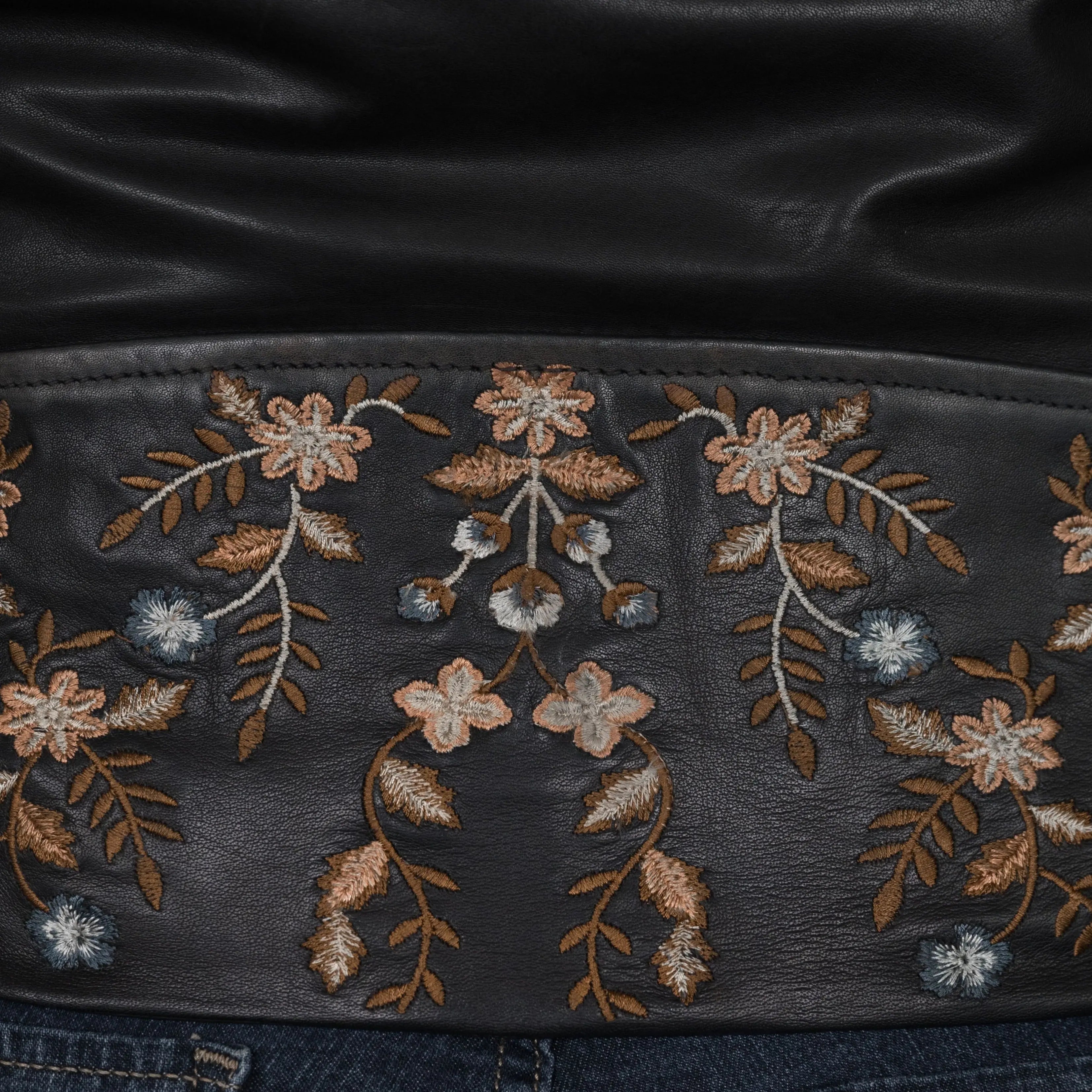 Women's Soft Lamb Leather Jacket with Floral Embroidery - Stylish Outerwear for Fall & Winter Fashion | Perfect for Date Nights, Parties & Casual Outings