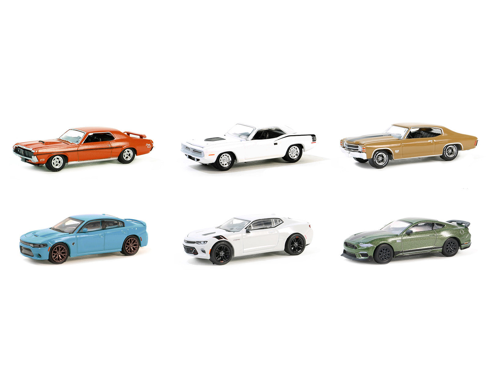 GreenLight Muscle Set of 6 Diecast Model Cars 1/64 Scale Series 28 - Collectible Toy Cars for Display, Racing Games & Gift Giving