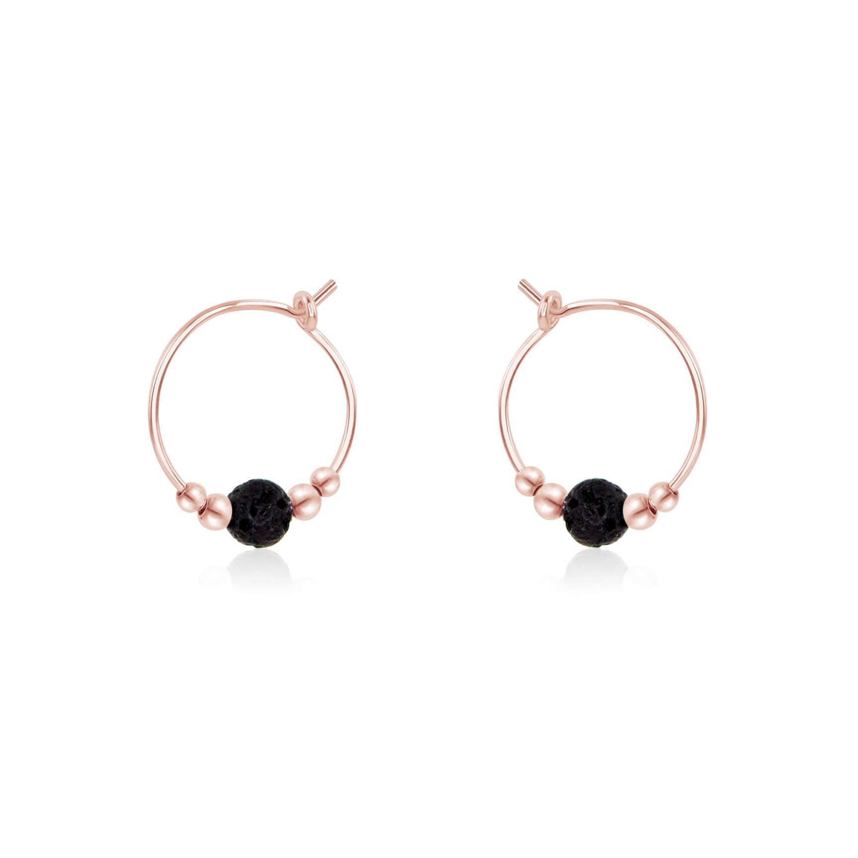 Tiny Lava Gemstone Bead Hoop Earrings for Women - Natural Stone Dainty Boho Jewelry - Perfect for Everyday Wear, Parties & Gifts