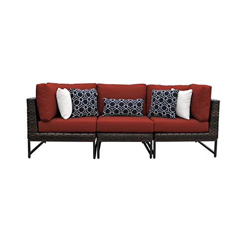 TK Classics Amalfi 3-Piece Wicker Patio Furniture Set in Brown & Terracotta - Outdoor Bistro Set for Garden, Poolside, or Balcony Relaxation