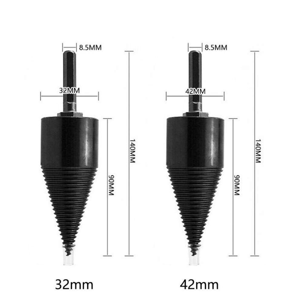 High-Speed Carbon Steel Firewood Drill Bit - Hex Shank Wood Splitter Cone Driver - Durable Power Tool Accessories for Fast Wood Splitting (32mm Hole Diameter) - Perfect for Fireplace, Camping & DIY Woodworking Projects