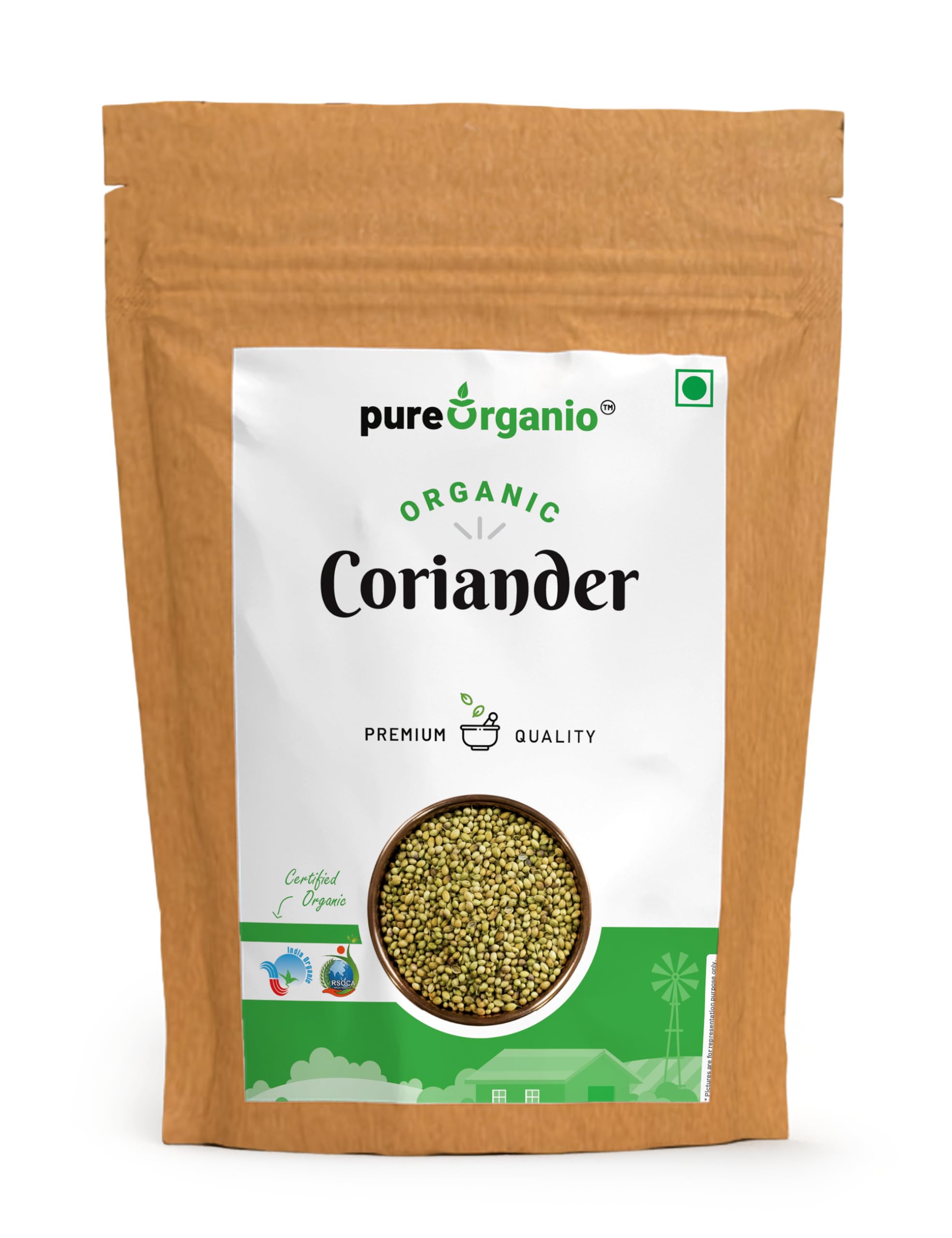 Organic Coriander Seeds (Dhaniya) - 1 KG - Pure Organio - Premium Quality for Cooking, Indian Cuisine & Herbal Tea - Perfect for Spice Blends, Curry & Home Remedies