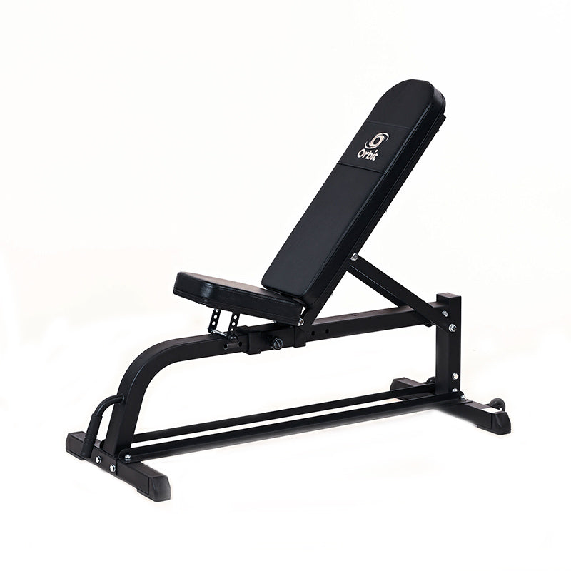 Orbit Adjustable Weight Bench with Dumbbell Storage Shelf - Home Gym Equipment for Full Body Workout & Strength Training
