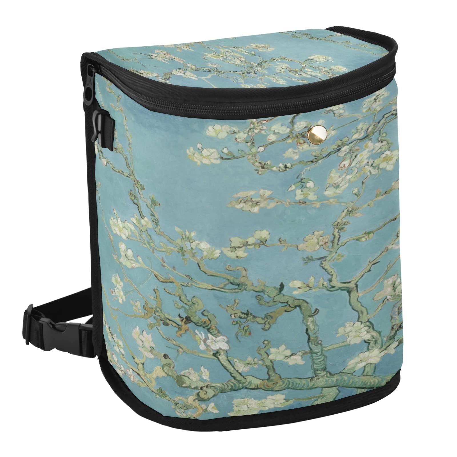 Senya Car Trash Can - Leak-Proof Van Gogh Almond Blossom Design Hanging Car Garbage Bin, Auto Waste Basket for Sedan SUV Van Interior Organizer | Perfect for Road Trips, Commuting & Keeping Your Vehicle Clean