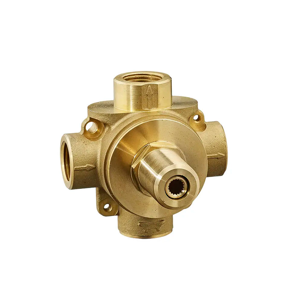 3-Way In-Wall Diverter Rough-In Valve with 3 Discrete/3 Shared Functions - Perfect for Shower Systems, Bathroom Remodels & Multi-Function Plumbing Installations