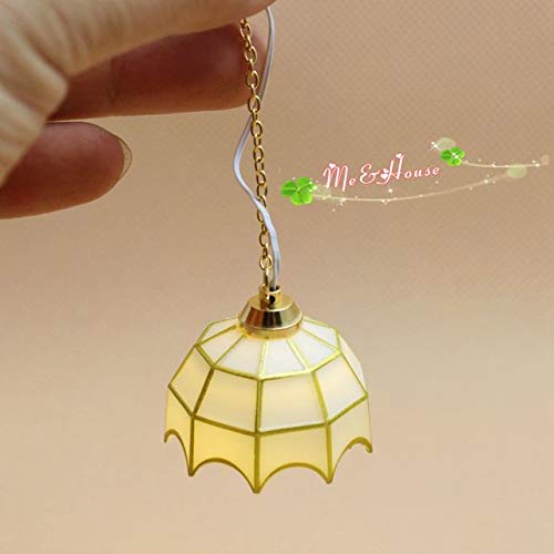 1:12 Scale Dollhouse Miniature LED Ceiling Lamp - Elegant Chandelier Lighting with Battery Operation for Dollhouse, Model Display & Miniature Decor